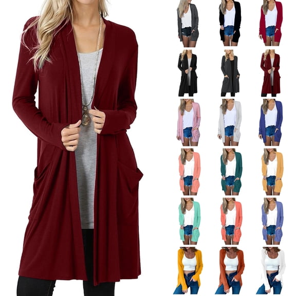 yoeyez Womens Cardigans Lightweight Open Front Cardigan Shirt with Pockets Long Sleeve Casual Shrugs Oversized Loose Outwear Coat Khaki S