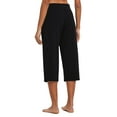 thumbnail image 4 of BALEAF Women's Capris Yoga Cotton Wide Leg Casual Summer Capri Sweatpants Loose Lounge Workout Crop Pants Pockets Black Size L, 4 of 6