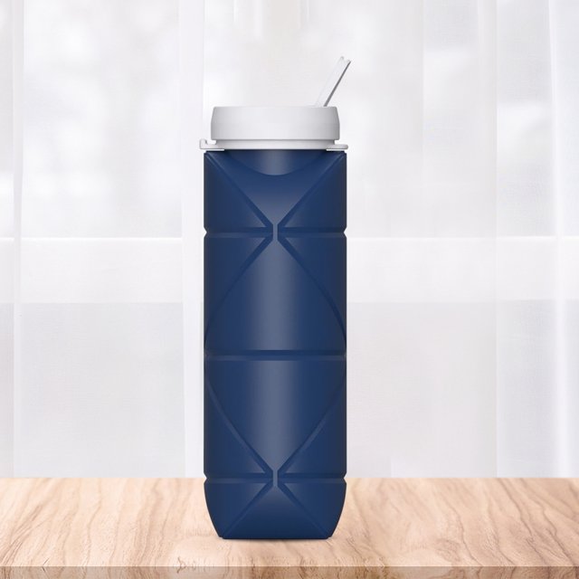 Botella de agua plegable de 600ML, botella de bebida portátil, jarra de silicona para gimnasio y Fitness JShteea El nuevo