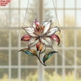 thumbnail image 2 of Lily Flower Acrylic Window Hanging with Gemstones, Stained Glass Style, Unique Home and Office Decoration, Eco-Friendly, Vintage Art Piece for All Spaces, 2 of 4