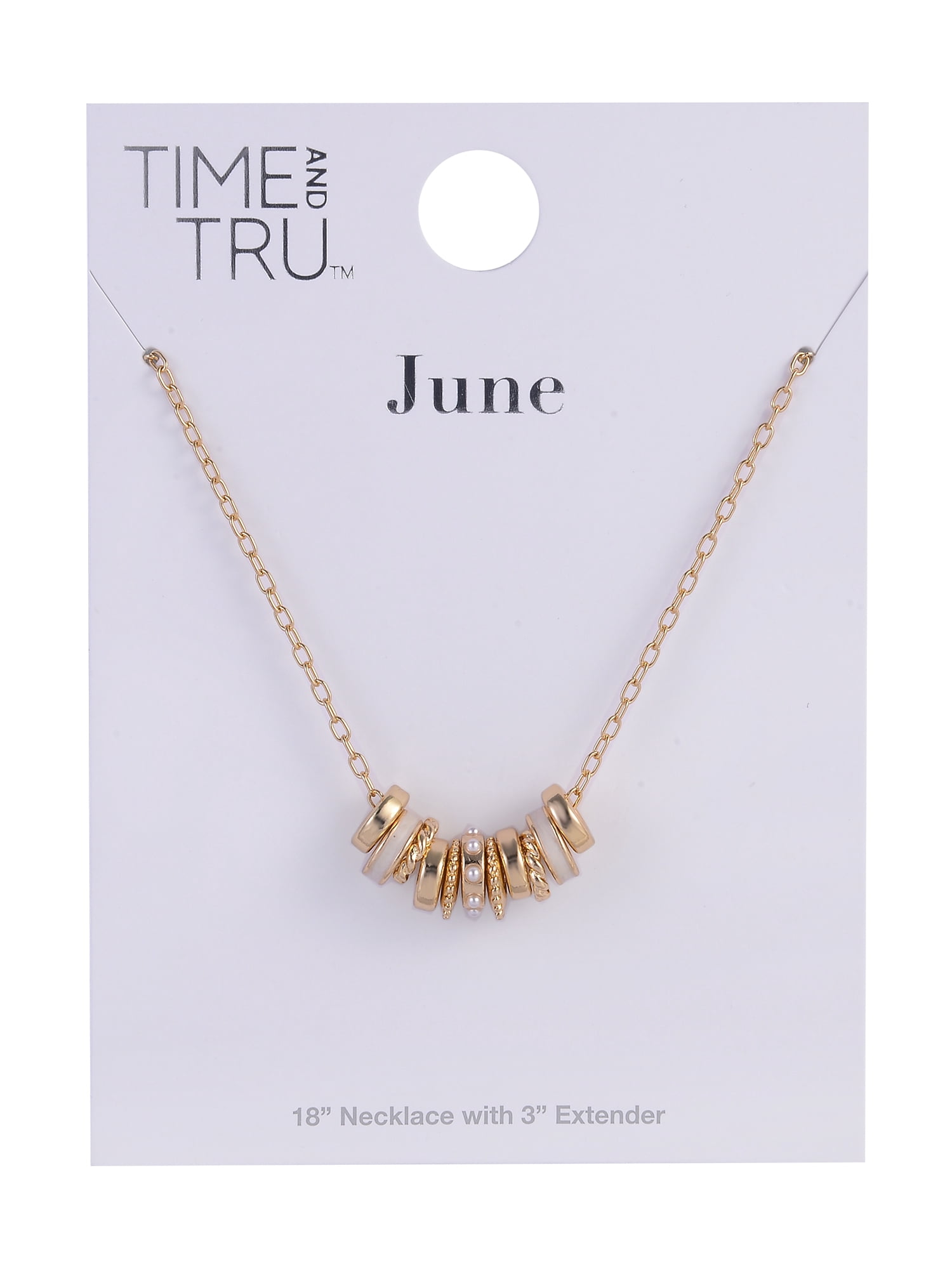 Time and Tru Goldtone Chain with Pearl Birthstone "June" Necklace