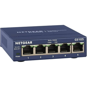 5-Port Gigabit Ethernet Unmanaged Switch (GS105NA) - Desktop or Wall Mount, and Limited Lifetime Protection