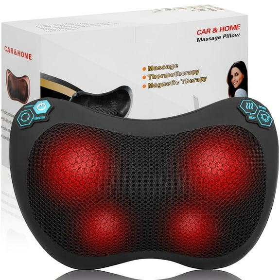 Cshidworld Back and Neck Massager with Heat, 3D Electric Kneading Deep Tissue Massage Pillow for Neck, Shoulder, Leg Pain Relief, Gift Massagers for Gifts for Men Women