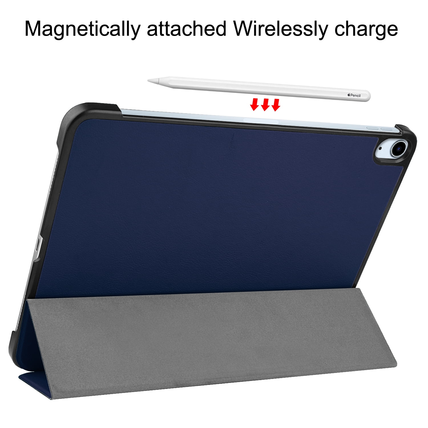 SaniMore for Apple iPad Air 11 (2024) Case, Auto Sleep/Wake, Rugged PC Case with Tri-Fold Kickstand [Support iPad 1st/3rd Pencil Charging]  Shockproof Protective Case for Women Men, Darkblue