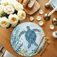 thumbnail image 2 of Teal Green Sea Turtle Round Placemats Set of 6 for Dinning Tables,Heat-proof Braided Table Mats 15 Inch,Coastal Summer Beach Seaweed Washable Place Mat for Kitchen Restaurant Party Table Decor, 2 of 9
