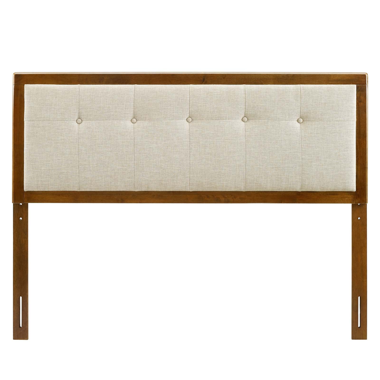 Modway Draper Tufted Queen Fabric and Wood Headboard in Walnut/Beige