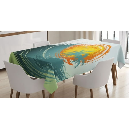 

Ambesonne Tropical Tablecloth Rectangular Table Cover Coconut Palm Trees 60 x90 Green Petrol Blue