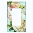 thumbnail image 5 of Metal Light Switch Plate Outlet Cover Flower White Rose Teal Wallpaper ROS014, 5 of 13