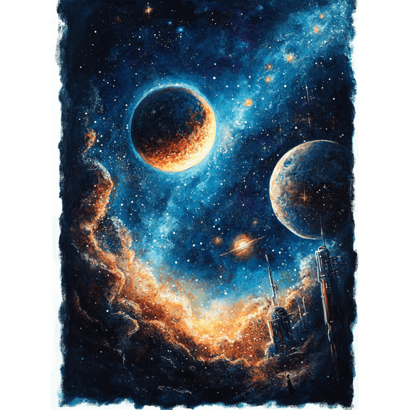Cosmic Nebula Planets Canvas Painting, Suitable for Living Room, Bedroom, Office, Study, and Gallery Wall Decor