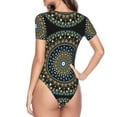 thumbnail image 4 of Daiia Dot Mandala print Women's Crew Neck Short Sleeve Bodysuit Fashion Tops Fit Casual Basic Extender Bodysuit-Medium, 4 of 9