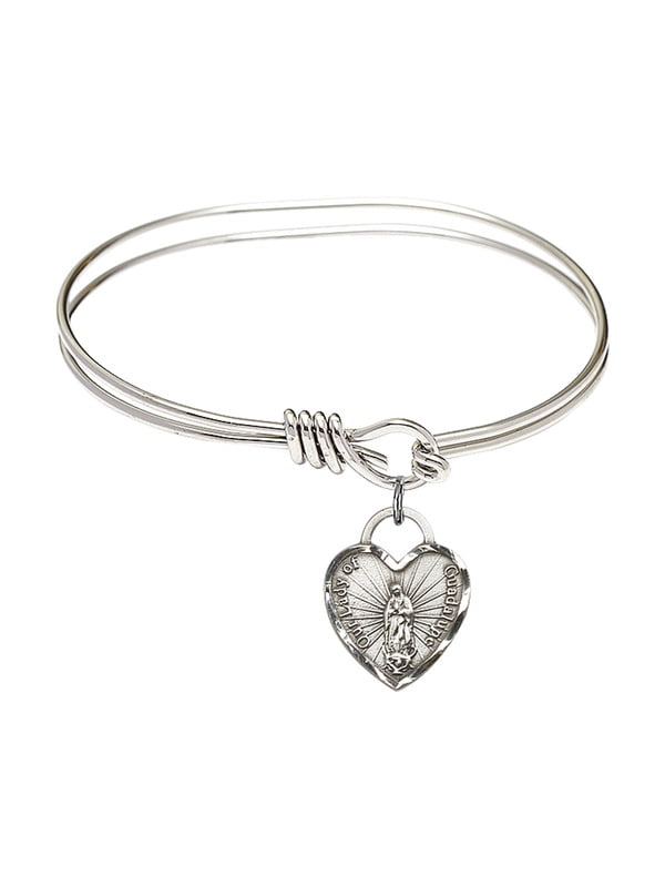 Our Lady Of Consolation Charm On A Child Sized 5 3//4 Inch Oval Eye Hook Bangle Bracelet