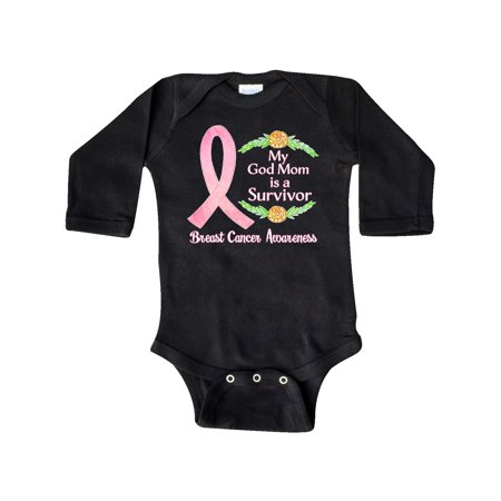 

Inktastic My God Mom is a Survivor Breast Cancer Awareness Gift Baby Boy or Baby Girl Long Sleeve Bodysuit