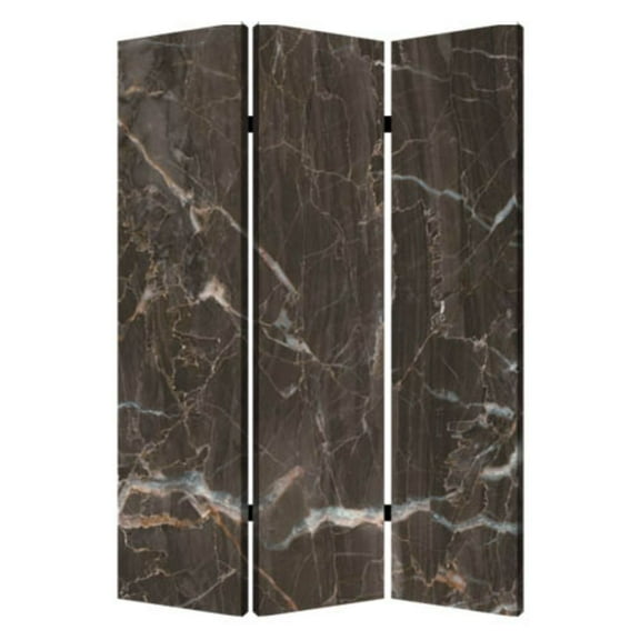 1" x 48" x 72" Multi Color Wood Canvas Black Marble Screen
