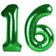 thumbnail image 1 of Globo Kelfuoya, lámina de mylar, número 16, color verde, 40 cm, para fiestas, 1 of 8
