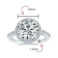 thumbnail image 4 of Bling Jewelry Womens Classic 3CT Clear Yellow CZ Round Solitaire Halo Engagement Ring .925 Sterling Silver Thin Pave Band, 4 of 7