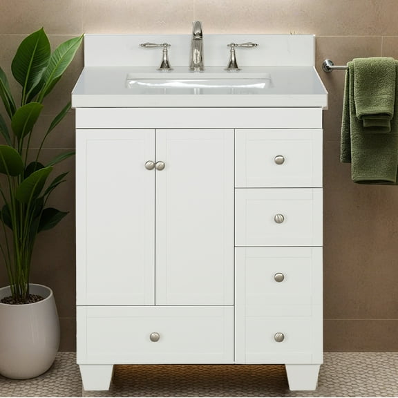 Lavanti Depos Solidwood 28-inch Bathroom Vanity with Sink - Stylish White