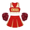 thumbnail image 5 of Conjunto de baile de animadoras para niñas, uniforme escolar de animadoras, disfraz de cosplay, atuendo completo con bolas de flores, 5 of 5