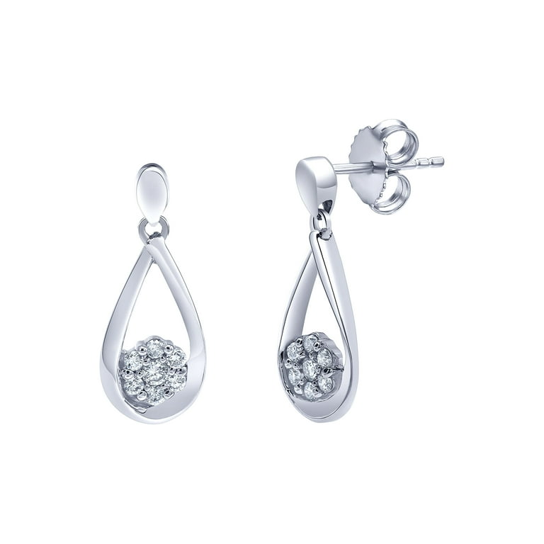 1 3 Carat T.W Lab Grown Diamond Tear Drop Earrings in Sterling