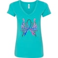 thumbnail image 3 of Inktastic Thyroid Cancer Awareness with Butterfly Ribbon Words Women's V-Neck T-Shirt, 3 of 5