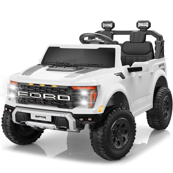 iYofe 24V 2 Seater Licensed Ford F-150 Raptor Powered Ride on Truck with Remote & Safety Belt, White