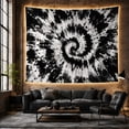 thumbnail image 4 of Black and White Spiral Tie-Dye on White Background, Dramatic Psychedelic for Art Enthusiasts, Abstract Monochrome Decor, Birthday Gift, Tapestry Wall Hanging for Bedroom and Living Room, 4 of 5