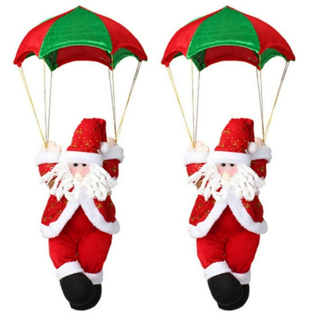 2X Paracaídas Papá Decoraciones Navideñas Paracaídas Al Aire Libre MuñEco de Papá Colgante Adornos de Decoración de Año