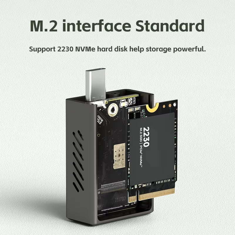 Hagibis 2230 M.2 NVMe SSD Enclosure with Cooling Fan for iPhone 17 16 15 Pro/Pro Max ProRes, USB 3.2 Gen 2 10Gbps to NVMe PCI-E External M.2 SSD Case for MacBook Laptop iPad Android