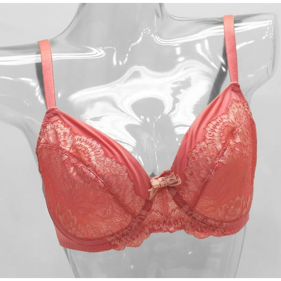 Marie Meili Coral Floral Laced Non-Padded Underwire Bra Women's 36B