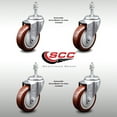 thumbnail image 2 of 4 Inch SS Maroon Polyurethane Wheel Swivel 3/8 Inch Threaded Stem Caster Set SCC, 2 of 2