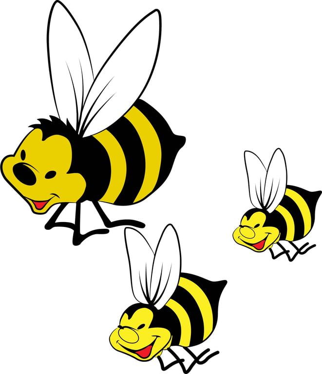 Honey Bees Flying Happy Smiling Animated Cartoon Character Wall Art