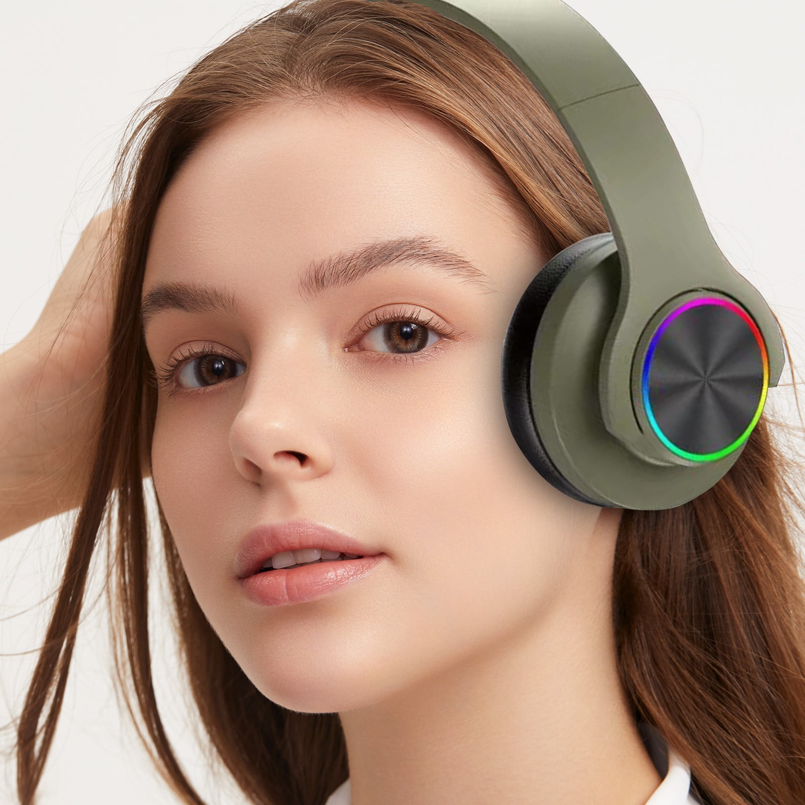 RKSTN Headphones Wireless Bluetooth Bluetooth Earphones, Wireless, Illuminated, Seven Color Breathing Lights, Pluggable, Foldable, Subwoofer, Universal for Mobile Phones on Clearance