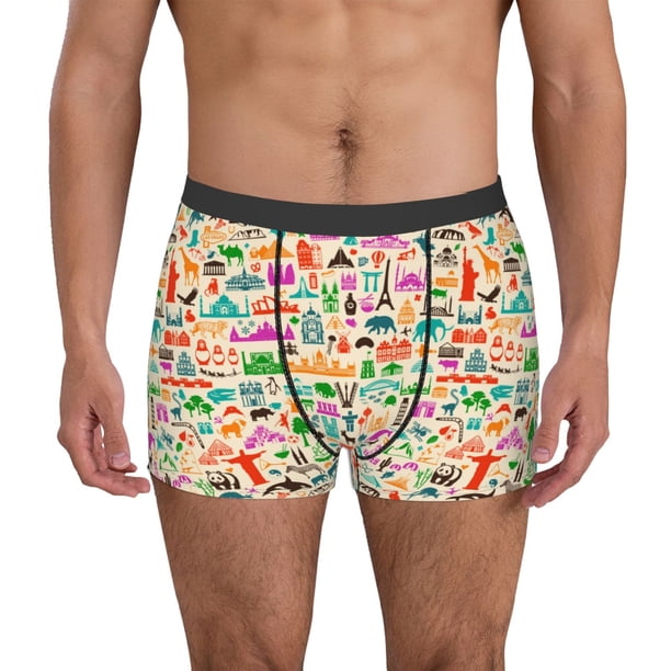 Balery Travel Calzoncillos bóxer para hombre, ropa interior de algodón suave y transpirable con cinturilla de nailon-Medium