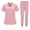 02-Pink, variant on Scrub Sets for Woman Solid V-Neck Short Sleeve Tops Long Pants Nurse Work Uniform with Pockets Purple XXL