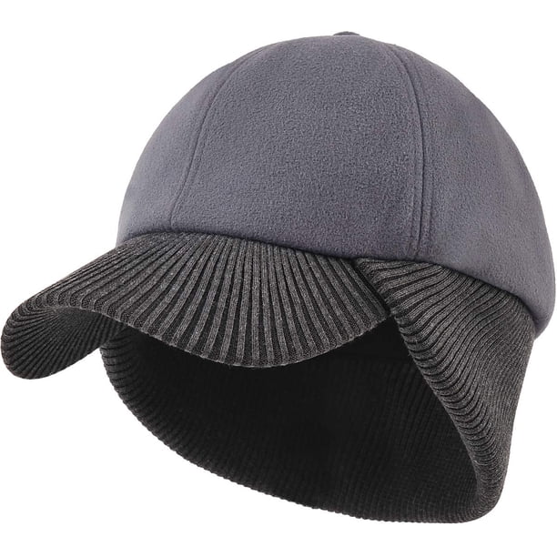 Gorra de béisbol de invierno LCZTN de lana con orejera cálida, unisex, gris