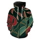 thumbnail image 1 of Sudadera con capucha y cremallera para hombre, diseño de hojas de plantas tropicales, estilo hip hop, informal, divertida, de manga larga, estilo urbano, estilo Harajuku, con estampado 3D, 1 of 6