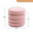 thumbnail image 4 of Zesthouse 19.5" Wide Round Boucle Storage Ottoman, Tufted Sherpa Ottoman Footstool for Living Room Bedroom, Pink, 4 of 10