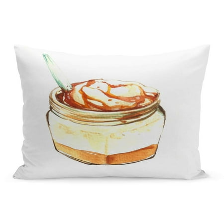 ECCOT Caramel Butterscotch Vanilla Ice Cream Coffee Float Watercolor Beverage Pillowcase Pillow Cover Cushion Case 20x30