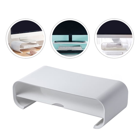 ETHZZLE White Computer Monitor Stand with Storage Base, Smooth Rounded Edges, Design, and High Weight Capacity