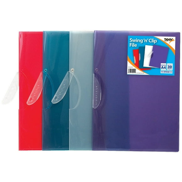 Tiger Stationery Swing 'N' Clip File, Plain, 5 Pack