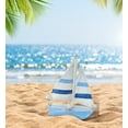 thumbnail image 5 of COTA Global Light Blue Stripes Sailboat Extra Small Decor – Handmade Wooden Boat Decor, Cute Beach Style Sail Boat Table Top Decor Living Room Centerpiece – 4.75 Inches, 5 of 7