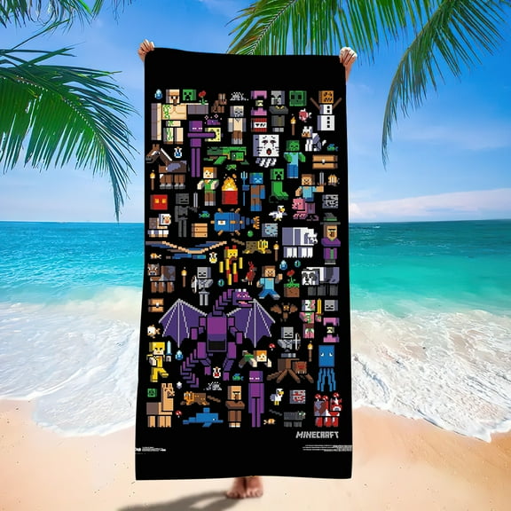 Minecraft Bath and Beach Towel – Lightweight Microfiber 28x55 Inches