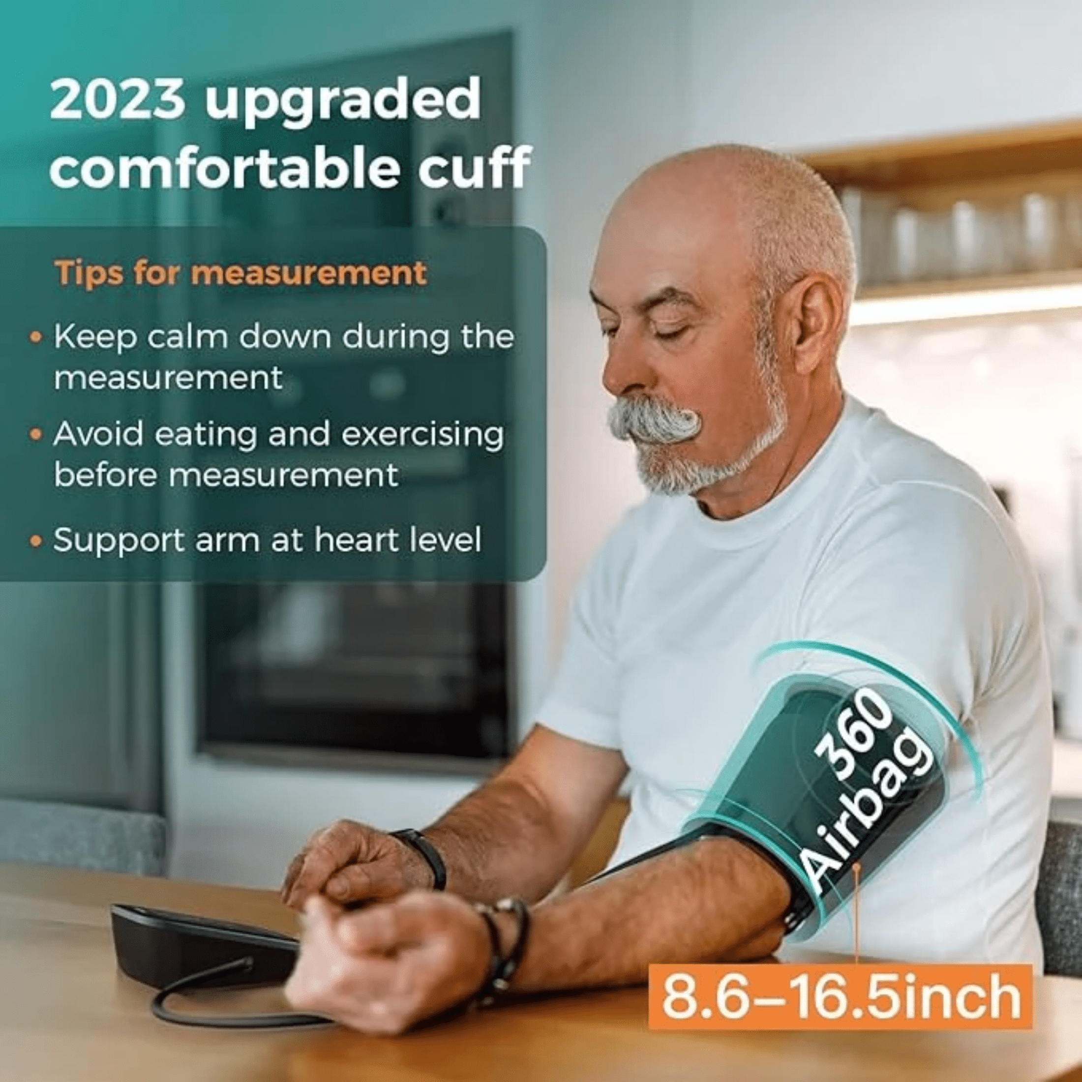 Meraw Cedar Blood Pressure Monitor, Upper Arm, Bluetooth, Automatic, 8.7"–16.5" Cuff, Black