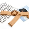 thumbnail image 2 of Kiplyki Vintage Waist Belt Round Wooden Smooth Buckle Fake Straw Wide Belt, 2 of 2