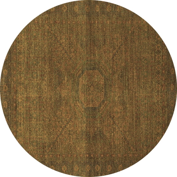 Ahgly Company Indoor Round Abstract Brown Modern Area Rugs, 3' Round