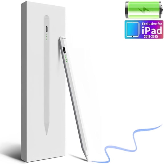 SUPNICE Stylus Pen for iPad 2018-2025, Fast Charging Pencil with High Precision & Tilt Sensitivity & Palm Rejection Compatible with iPad Pro 11"/12.9"/13", Air 3-5/M2/M3, Mini 5/6, iPad 6-11,White