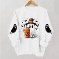 thumbnail image 4 of TKLPEHG Womens Halloween Sweatshirt 2026 Funny Cute Witch Hat Ghost Coffee Cup Graphic Long Sleeve Pullover Crewneck Comfy Holiday Tops Fall Clothes (White,S), 4 of 6