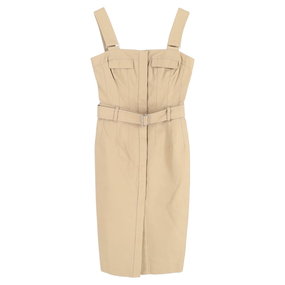 Pre-Owned Alexander McQueen Midi Dress in Beige Cotton