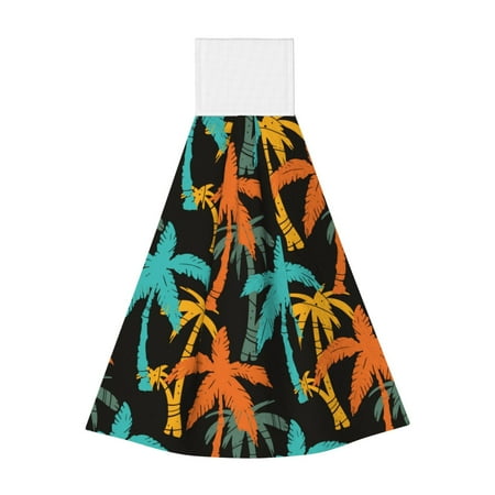 

Easygdp Palm Trees Kitchen Hand Towels Hanging Tie Towels Fast Drying Dish Cloth with Loop for Bathroom Restroom Home Decor