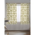 thumbnail image 4 of Yellow White Leaves Semi Sheer Window Curtains 72 Inches Long, Spring Pastoral Rustic Botanical Rod Pocket Voile Silky Chiffon Curtain Treatment Drapes for Kitchen, Living Room, 52"x72", 2 Panels, 4 of 9
