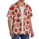 thumbnail image 2 of Balery Cute Strawberry Camisa Casual de Manga Corta con Botones para Hombre, Texturizada, Estilo Cubano, para Playa, Verano-3X-Large, 2 of 5